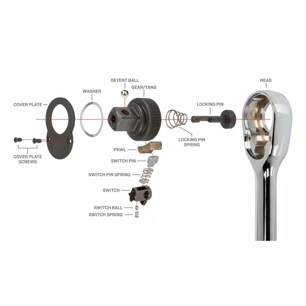 Tekton 1/4 in. Drive 3 in. 90-Tooth Quick-Release Stubby Ratchet
