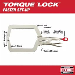 Milwaukee 9 in. Torque Lock Deep Reach Locking C-Clamp with Hardened Jaws thumbnail 2