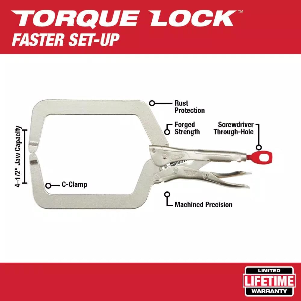 Milwaukee 9 in. Torque Lock Deep Reach Locking C-Clamp with Hardened Jaws