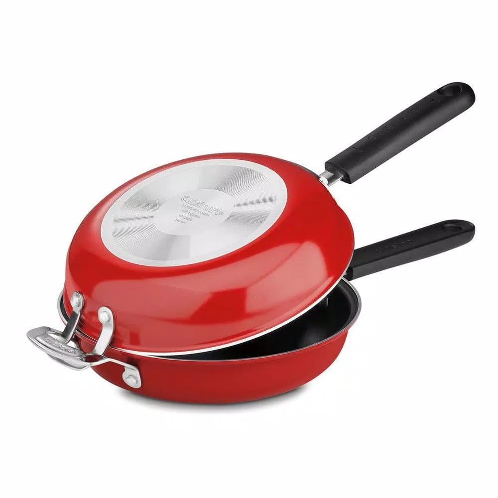 Cuisinart Chef's Classic 2-Piece 10 in. Aluminum Nonstick Frittata Pan Set, Red