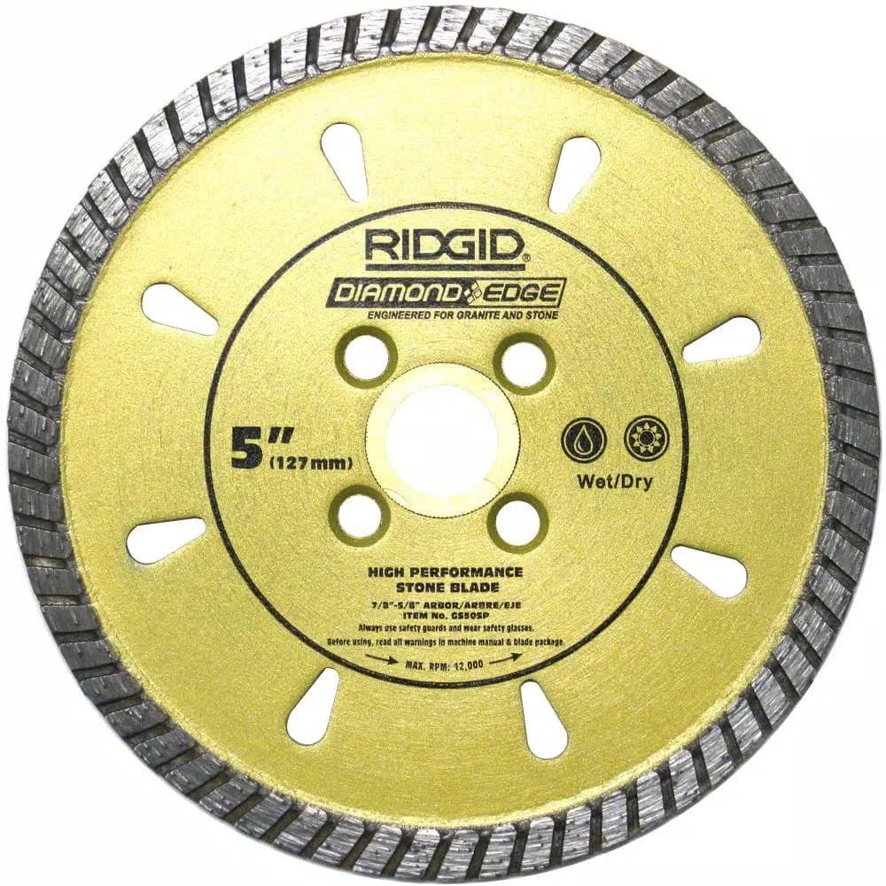 Ridgid 5 in. Diamond Turbo Stone Saw Blade for Granite and Marble
