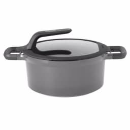 BergHOFF GEM Stay Cool 5 qt. Cast Aluminum Nonstick Stock Pot with Glass Lid, Gray thumbnail 1