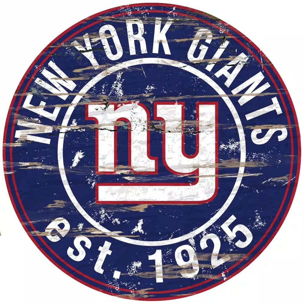 Adventure Furniture Fan Creations 24" NFL New York Giants Round Distressed Wood Sign