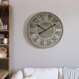 Yosemite Home Decor Rustic Age Distressed Brown Oversized 31-in Wall Clock - Industrial Wood & Metal Design thumbnail 2