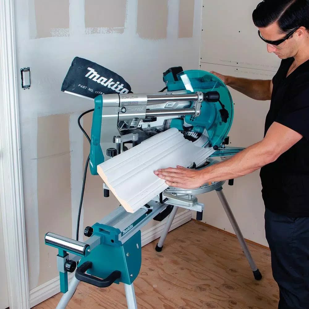 Makita 12 in. 15 Amp Dual-Bevel Sliding Compound Miter Saw with Laser and Folding Stand