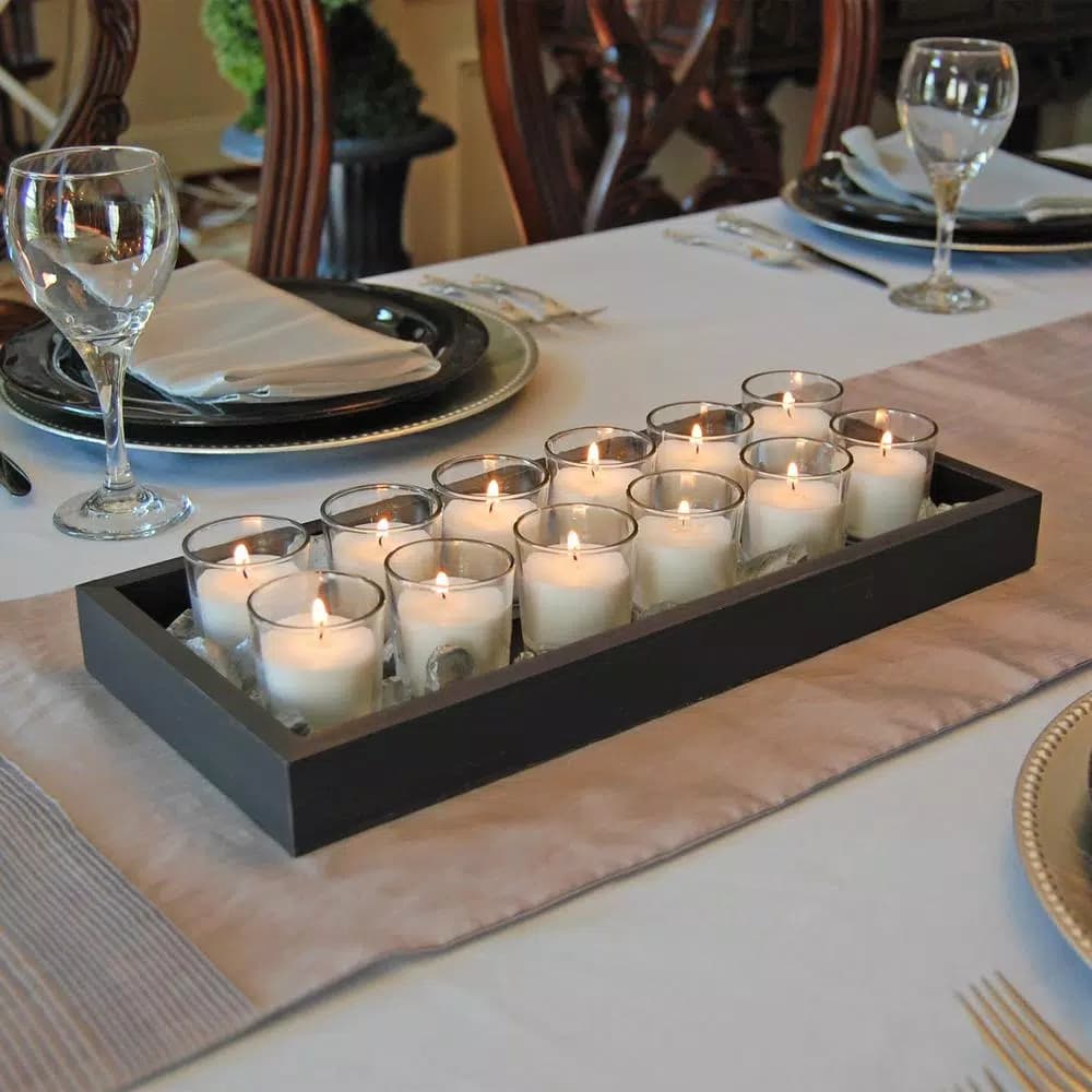 LUMABASE White Unscented Paraffin Votive Candles with Clear Glass Holders, 12-Count, 15-Hour Burn Time