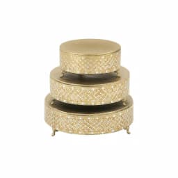 LITTON LANE Gold Iron and Glass Mosaic Round Cake Stand Set of 3 thumbnail 1