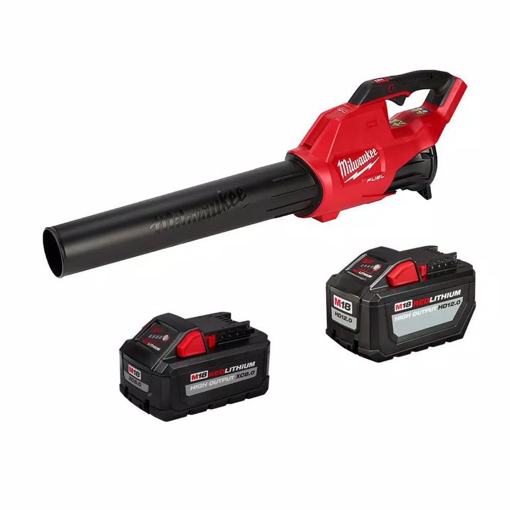 Milwaukee M18 FUEL Cordless Handheld Blower Kit with 12 Ah and 8 Ah Batteries, 450 CFM, 120 MPH
