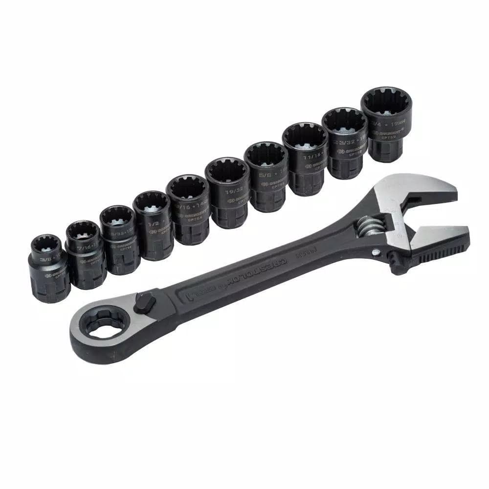 Crescent 11-Piece 3/8 in. Drive Pass-Thru Adjustable Wrench Set with Universal Sockets
