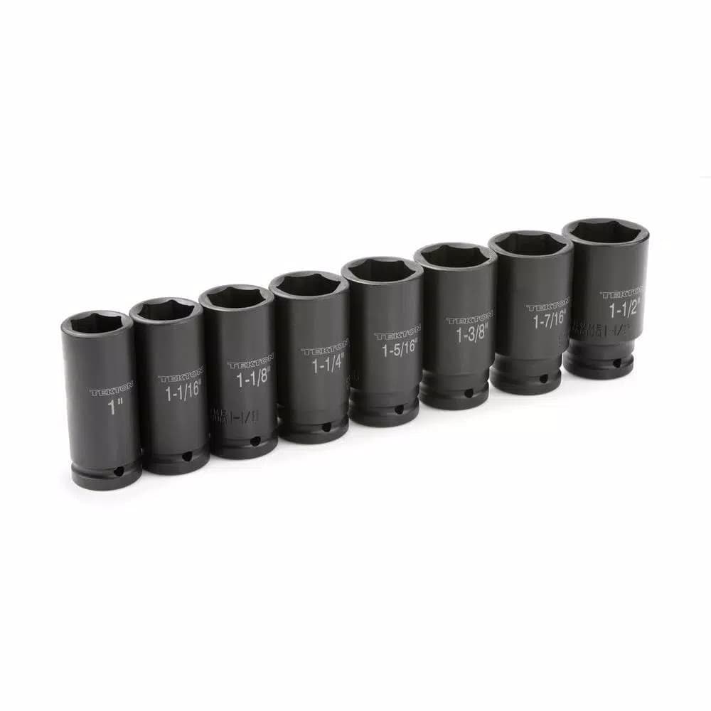 TEKTON 3/4 in. Drive 6-Point Deep Impact Socket Set, 1 to 1-1/2 in., 8-Piece