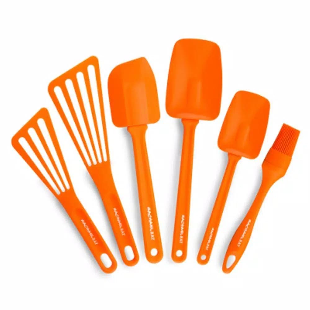 Rachael Ray Orange Silicone and Nylon Kitchen Utensil Set, 6-Piece Baking Tool Set