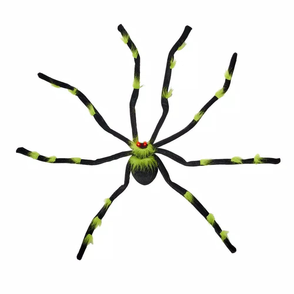 Unbranded 28 in. Black and Green Tarantula Halloween Prop with Flashing Eyes
