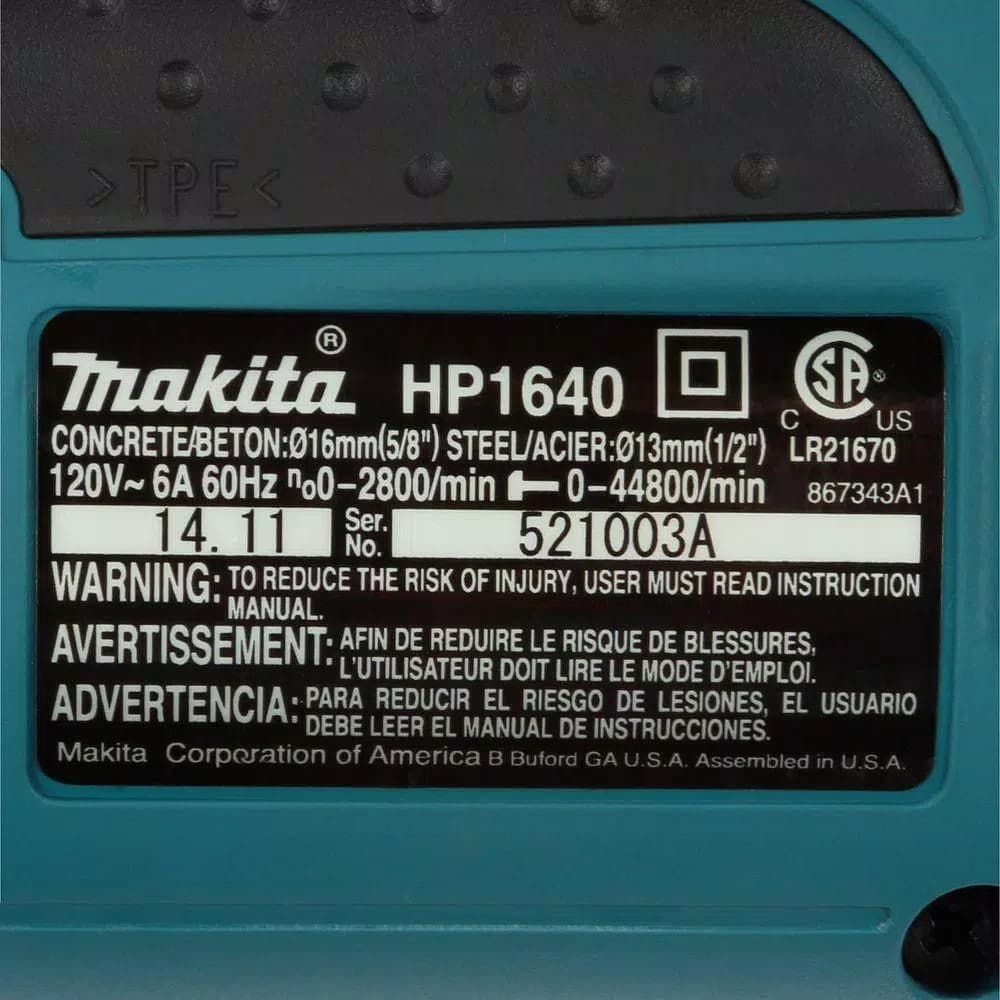 Makita 6 Amp 1/2 in. Corded Hammer Drill with Variable Speed