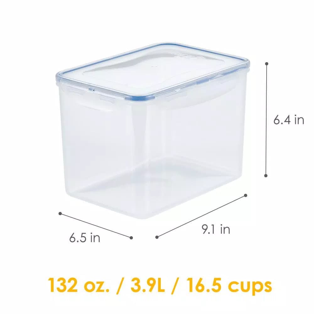 LOCK & LOCK Easy Essentials Pantry 16.5-Cup Rectangular Food Storage Container, Airtight & Leakproof Plastic Container