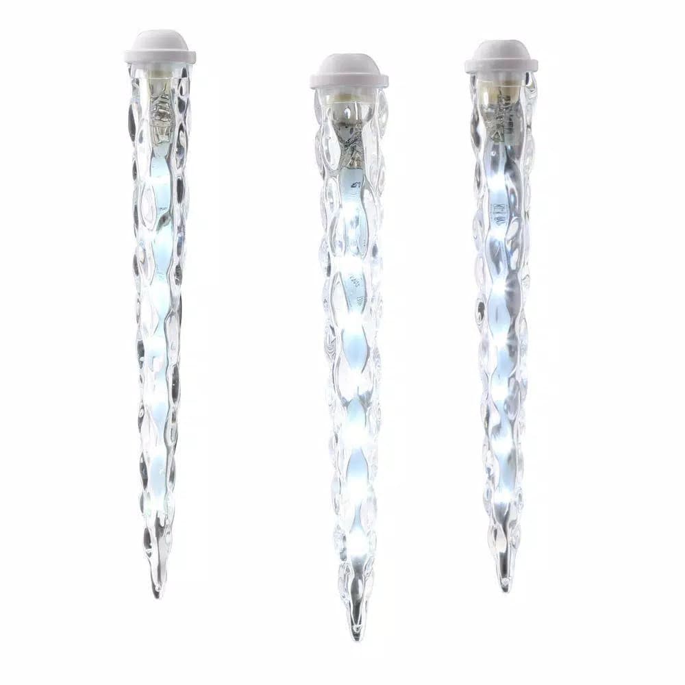 LightShow 8-Light Classic White Shooting Star LED Icicle Light Set, Outdoor, 7.5 ft