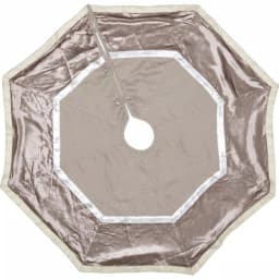 VHC Brands 48 in. Allura Dove Grey Glam Christmas Tree Skirt with Silver and Taupe Diamond Trim thumbnail 1