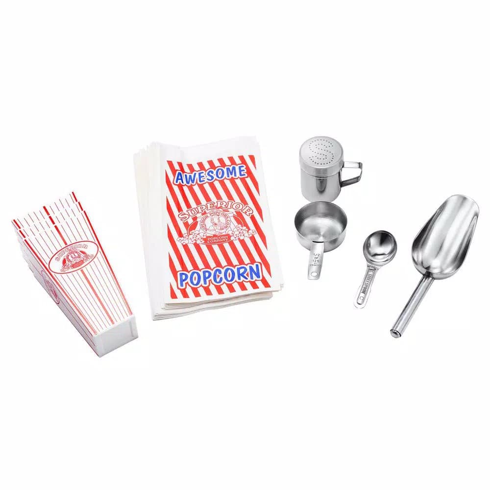 Unbranded Superior Popcorn Company 20 oz. Stainless Steel Tabletop Popcorn Maker Machine - Theater Style Popper Set