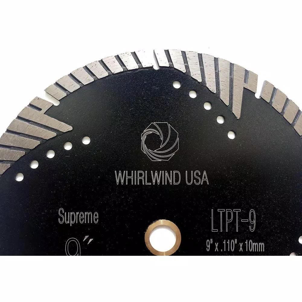 Whirlwind USA 9 in. Turbo Segmented Diamond Saw Blade for Granite, Marble, and Concrete
