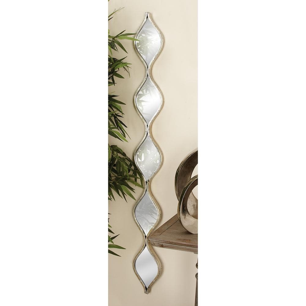 LITTON LANE Large Irregular Wavy Contemporary Metal Wall Mirror - Silver Polished Finish (59 in. H x 7 in. W)
