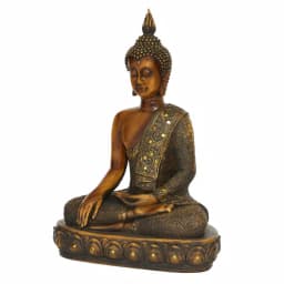 LITTON LANE Polystone Sitting Buddha Sculpture with Mirrored Accents and Bronze Finish thumbnail 2