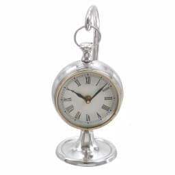 LITTON LANE Classic Aluminum Round Table Clock with Roman Numerals, 11 x 5 in. thumbnail 2
