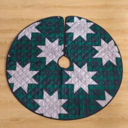 Country Living 48 in. Christmas Carol Plaid and Star Quilted Tree Skirt, Navy and Green thumbnail 6