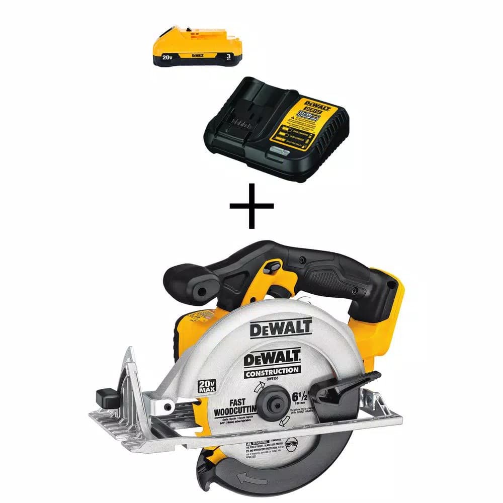 DEWALT 20V MAX Cordless 6-1/2 in. Circular Saw Kit with 3.0 Ah Battery and Charger