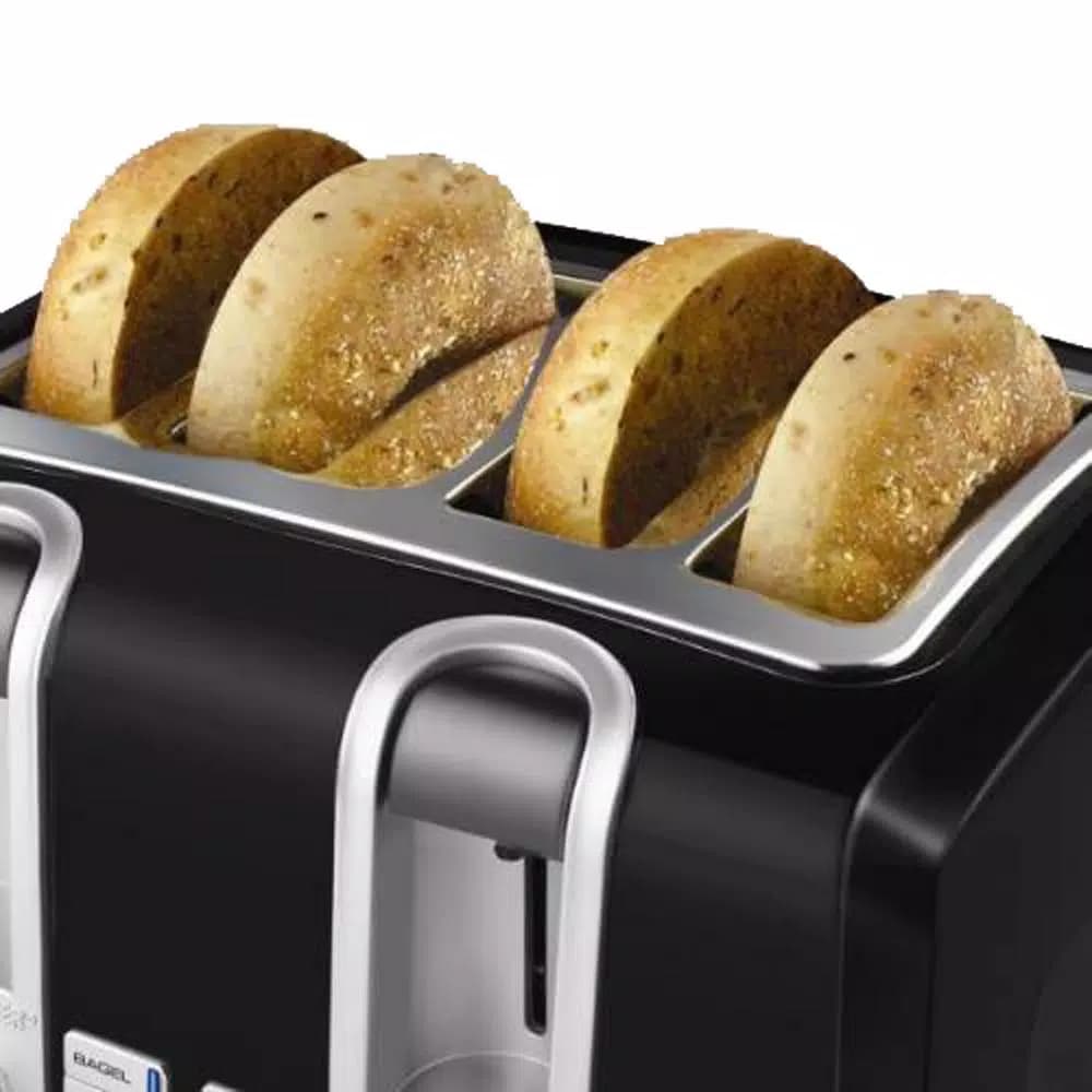BLACK+DECKER 4-Slice Black Extra-Wide Slot Toaster with Browning Control and Dual Control Panels