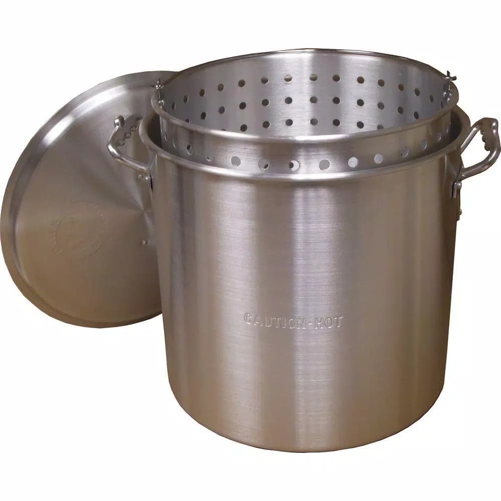 King Kooker 60 qt. Aluminum Stock Pot Set with Lid and Punched Basket