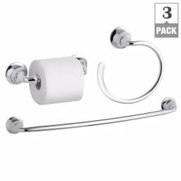KOHLER Forte Sculpted 3-Piece Polished Chrome Bathroom Hardware Set thumbnail 6