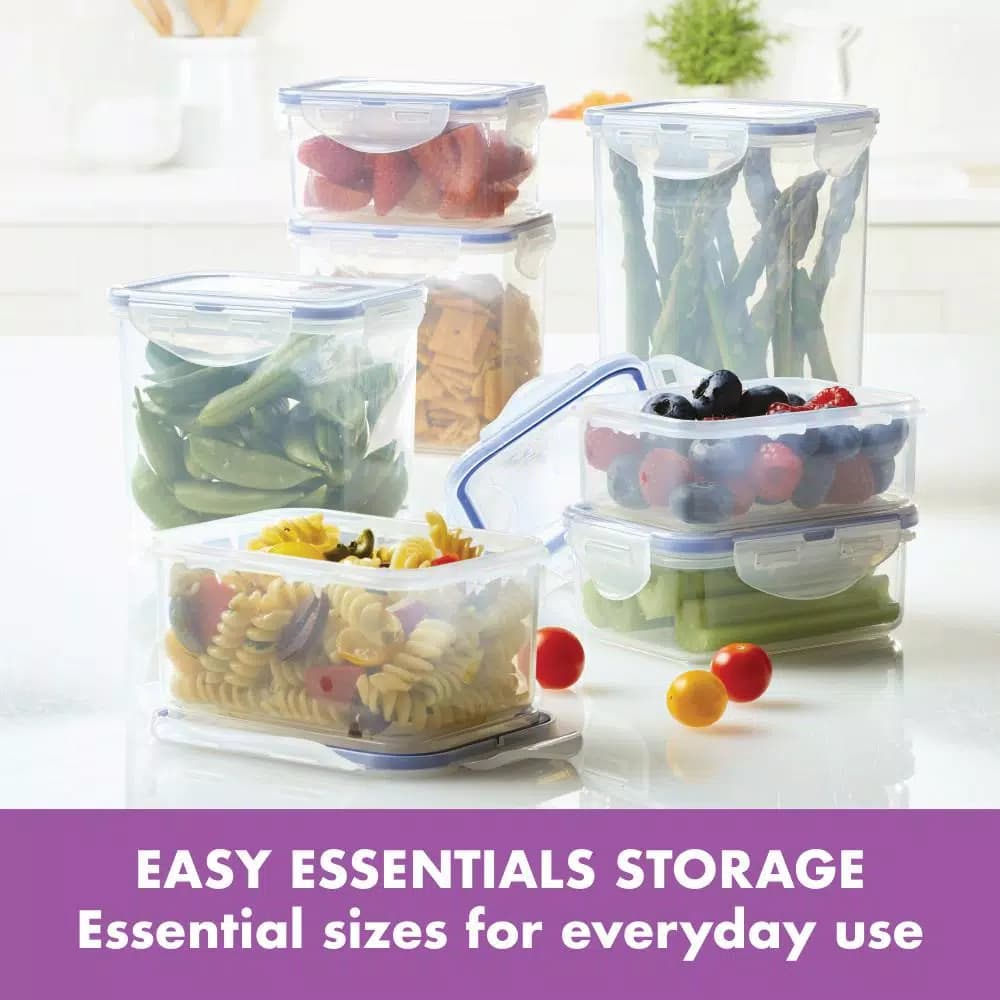 Lock & Lock Easy Essentials 14-Piece Food Storage Container Set, Airtight & Leakproof