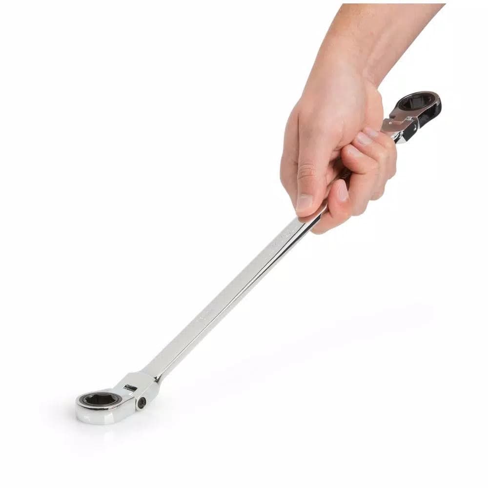 TEKTON 16 mm x 18 mm Extra Long Flex-Head Ratcheting Box End Wrench