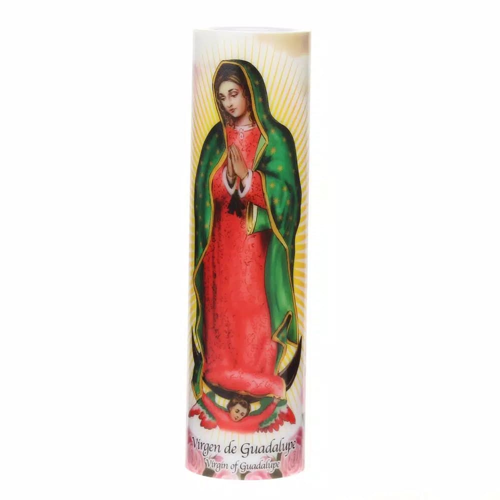 Stonebriar Collection 8 in. Virgin of Guadalupe LED Flameless Prayer Candle