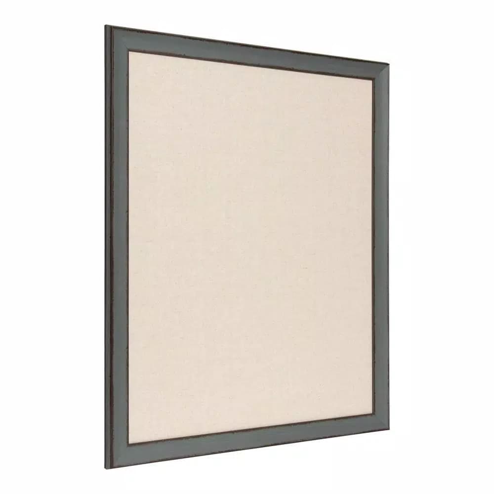 Kate and Laurel Kenwick Gray Framed Linen Fabric Pinboard Memo Board, Farmhouse Style
