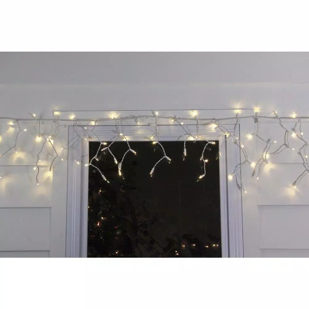 Northlight 100-Light Warm White LED Wide Angle Icicle Lights, 6.75 ft., Indoor/Outdoor