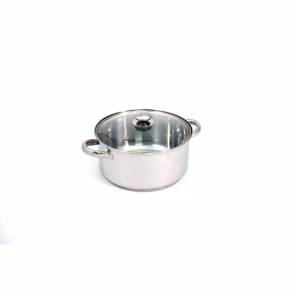 ExcelSteel 7-Piece Stainless Steel Cookware Set with Tempered Glass Lids - Induction Ready
