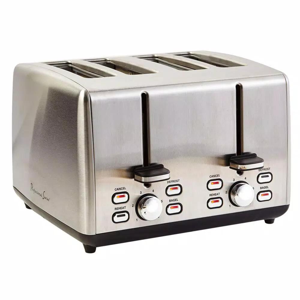 Professional Series 4-Slice Stainless Steel Wide Slot Toaster with Independent Controls
