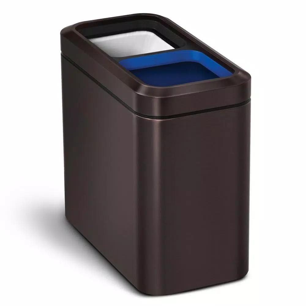 simplehuman 20L Slim Open Top Recycling Trash Can, Dark Bronze Stainless Steel