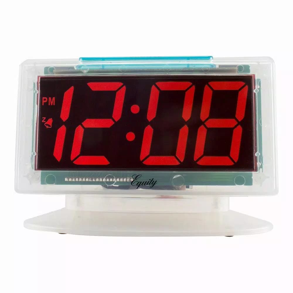 Equity by La Crosse Clear 1.8 in. Red LED Digital Alarm Table Clock with Battery Backup