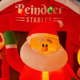 Home Accents Holiday 9 ft LED Inflatable Santa's Stable with Reindeer Holiday Decor thumbnail 4
