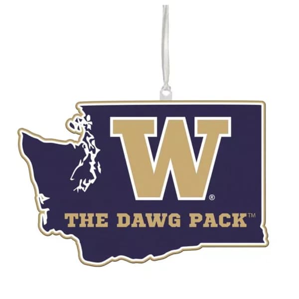 Team Sports America University of Washington NCAA Team State Wood Christmas Ornament, 5 in.