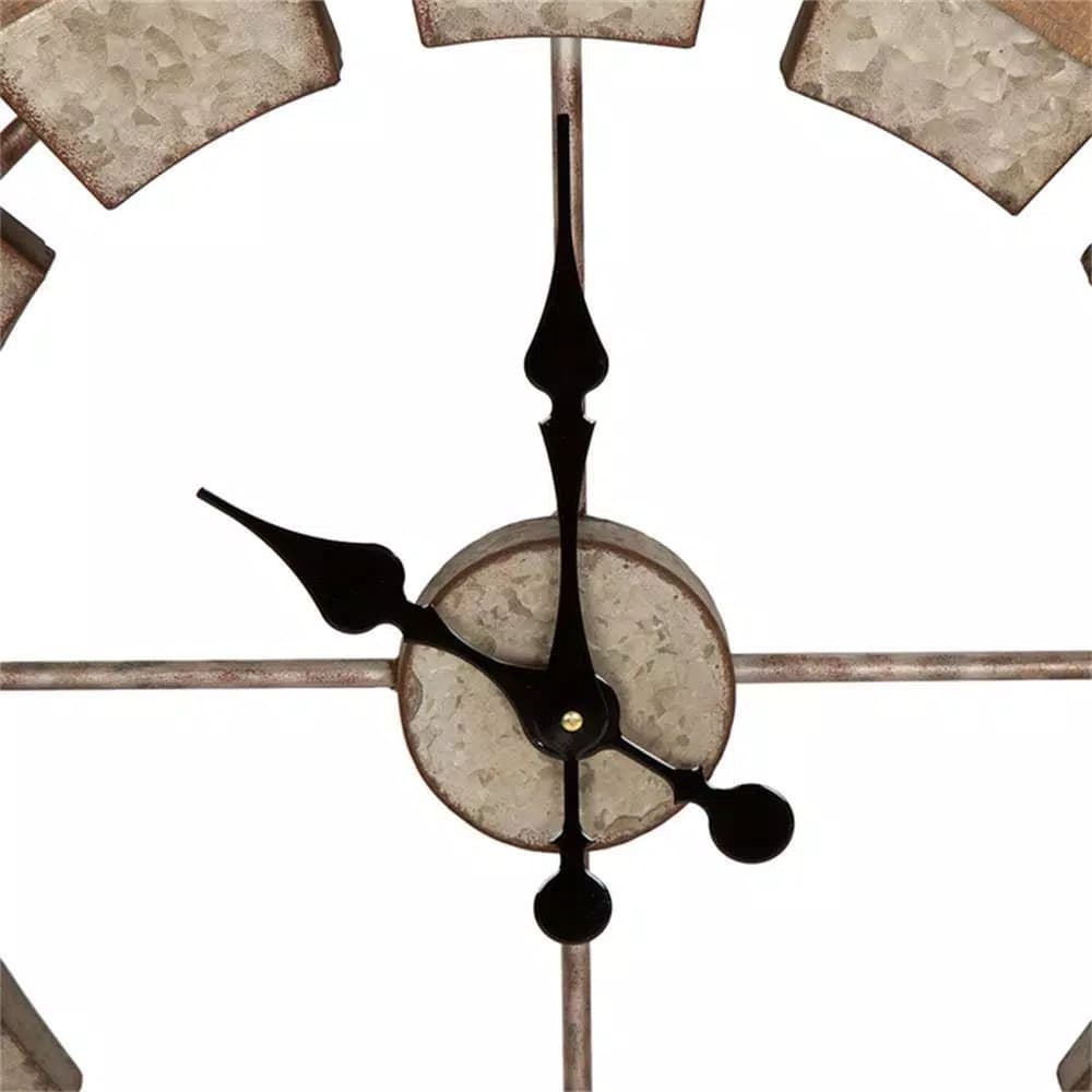 Glitzhome 38.98 in. Oversized Farmhouse Metal Wall Clock - Round Quartz Analog Clock