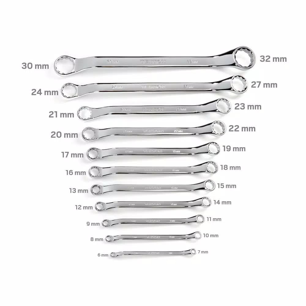 TEKTON 11-Piece Metric 45° Offset Box End Wrench Set, 6-32 mm