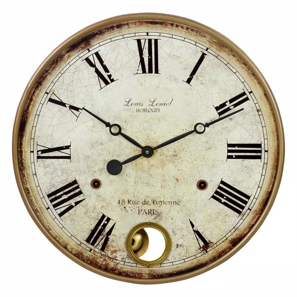 Aspire Home Accents Raleigh Brown Pendulum Wall Clock - Large Italian Provincial Analog Decor