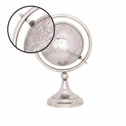 LITTON LANE 14 in. Modern Silver Globe with Axis Ring and Metal Base thumbnail 3