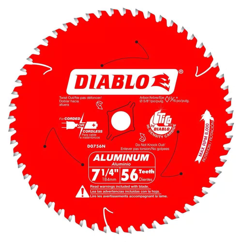 Diablo 7-1/4 in. 56-Teeth Carbide Circular Saw Blade for Laminate and Non-Ferrous Metal
