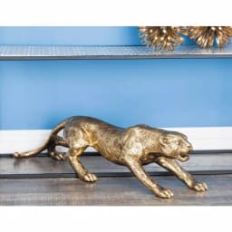 LITTON LANE 34 in. Wild Life Leopard Sculpture in Polished Gold Polystone thumbnail 8