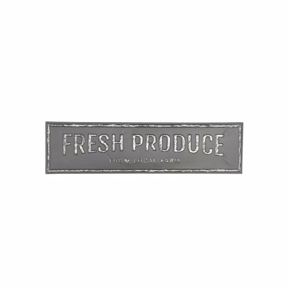 LITTON LANE Fresh Produce From Local Farm Iron Decorative Sign - Rustic Farmhouse Wall Decor