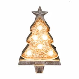Glitzhome 7.5 in. Marquee LED Christmas Tree Stocking Holder - Wooden & Metal Holiday Decor thumbnail 1
