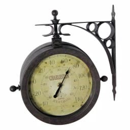 Infinity Instruments Charleston 8 in. Round Double-Sided Outdoor Wall Clock & Thermometer thumbnail 2